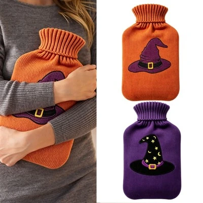 2L-Wärmwasserbeutel mit Halloween-Strickbezug